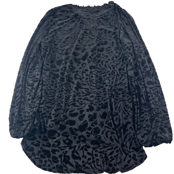 White House Black Market Womens Animal Print Blouse Large semi sheer velvet - Picture 5 of 5